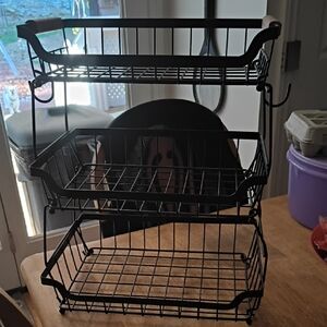 Elegant Black 3-Tier Wire Basket Organizer